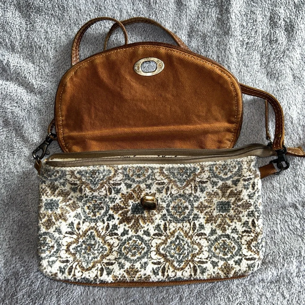 Myra Bag Brown and Cream Crossbody - Picture 2 of 6